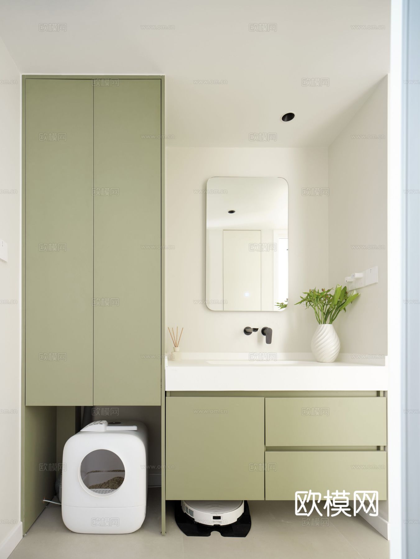 现代家装设计 客厅卧室餐厅 黑白灰 公寓效果图效果图下载（渲染图5）