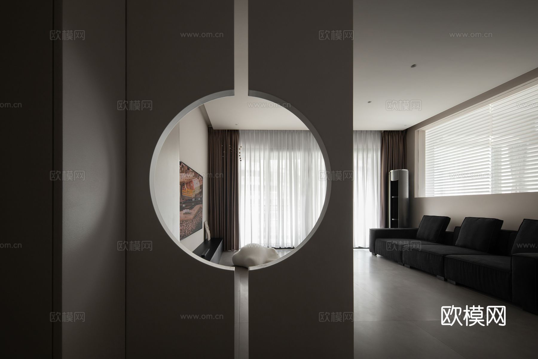 现代家装效果图 客厅卧室餐厅 高级黑白灰效果图下载（渲染图3）