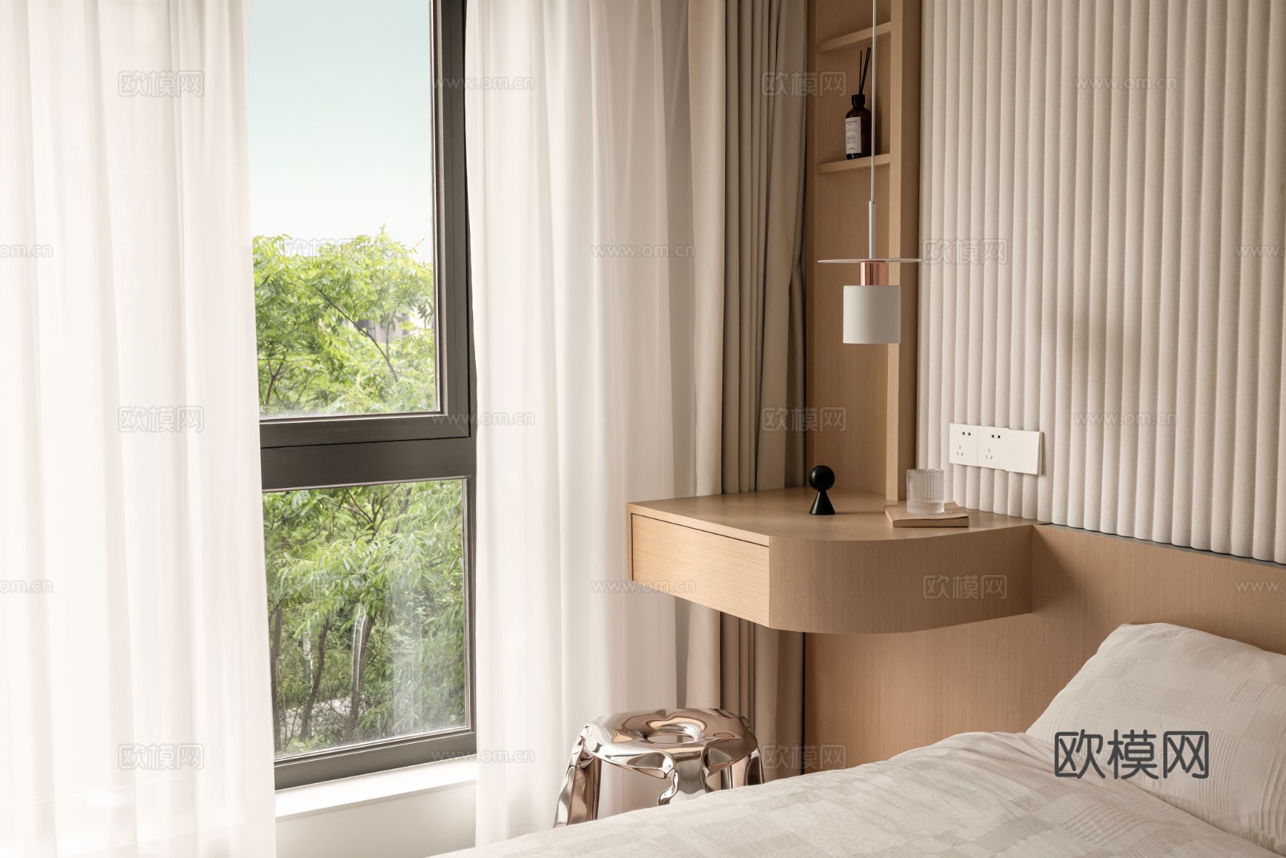 现代家装设计 客厅卧室餐厅 黑白灰 公寓效果图下载（渲染图15）