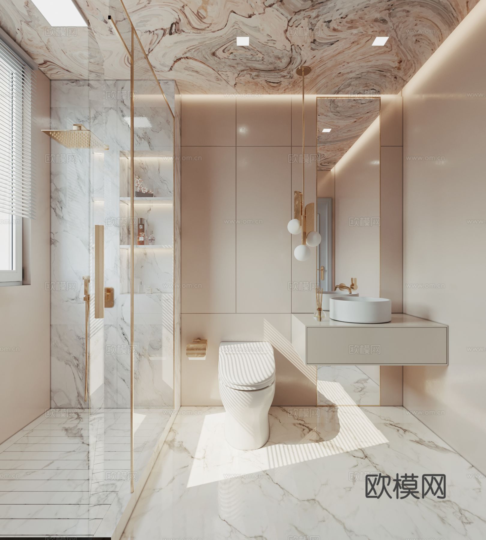 现代奶油风家装效果图客厅卧室餐厅 黑白灰极简效果图下载（渲染图13）