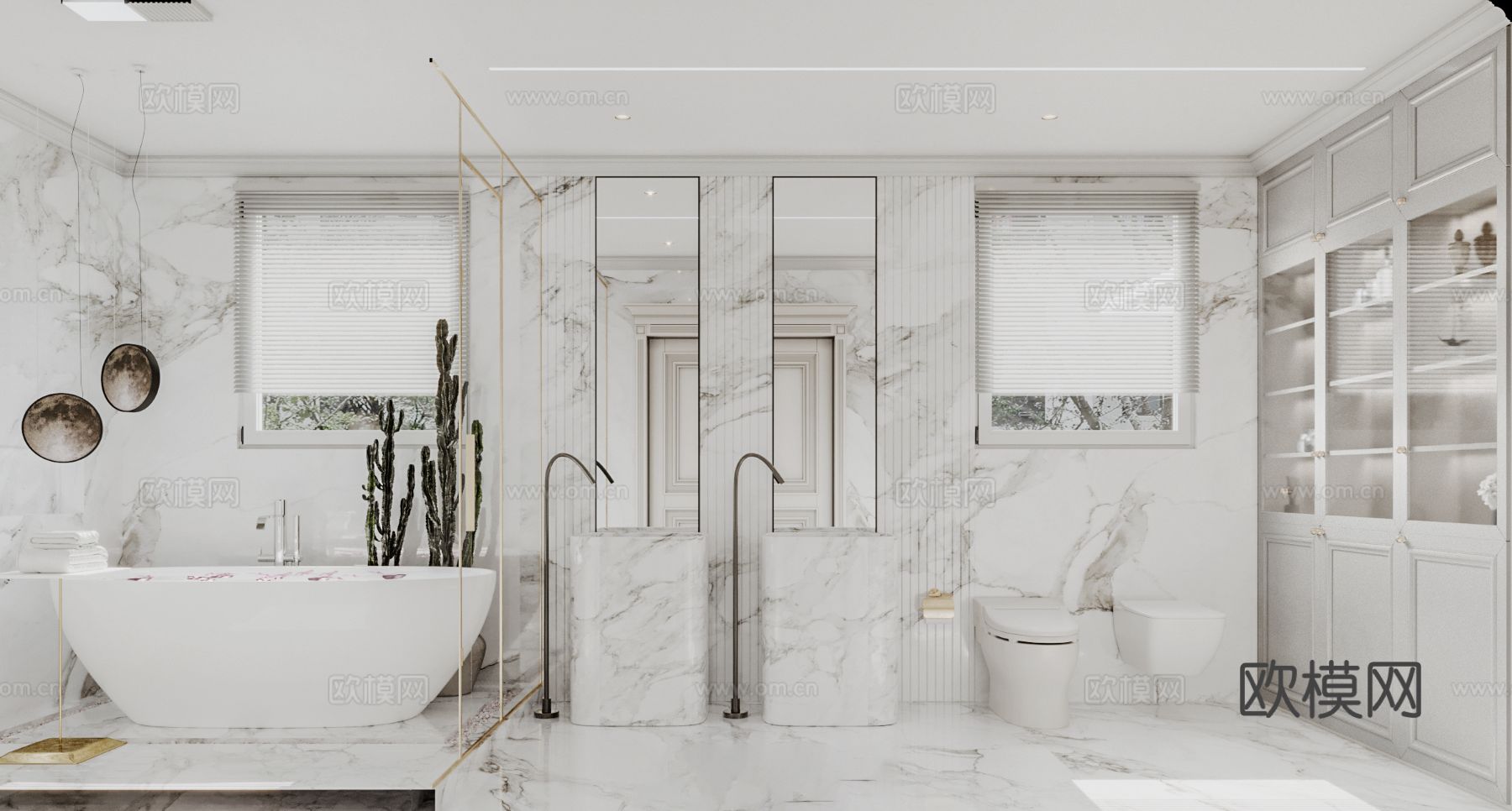 现代奶油风家装效果图客厅卧室餐厅 黑白灰极简效果图下载（渲染图2）