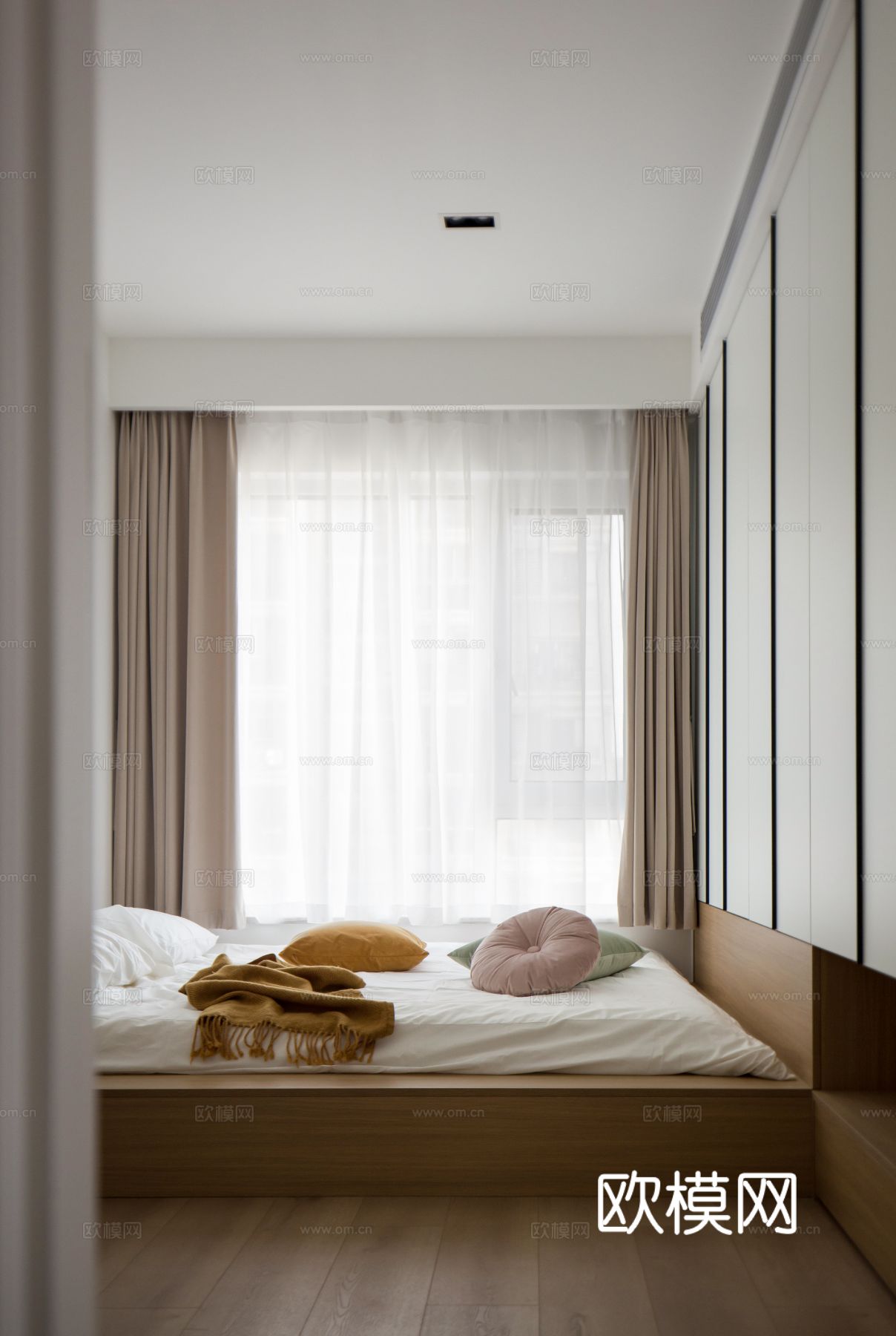 原木效果图客厅卧室餐厅 黑白灰极简效果图下载（渲染图9）