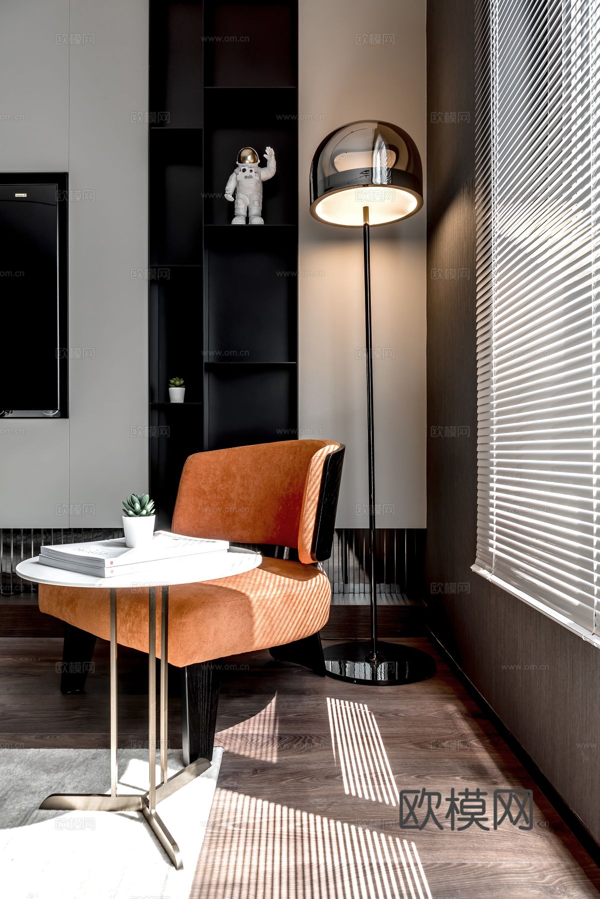 现代家装效果图 客厅卧室餐厅 高级黑白灰效果图下载（渲染图7）