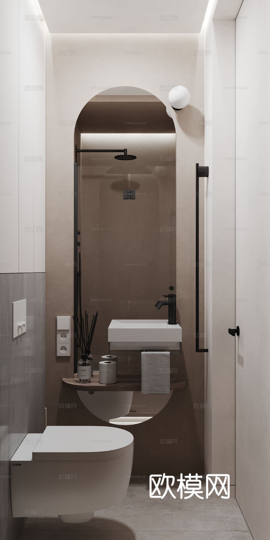 现代奶油风家装效果图客厅卧室餐厅 黑白灰极简效果图下载（渲染图6）