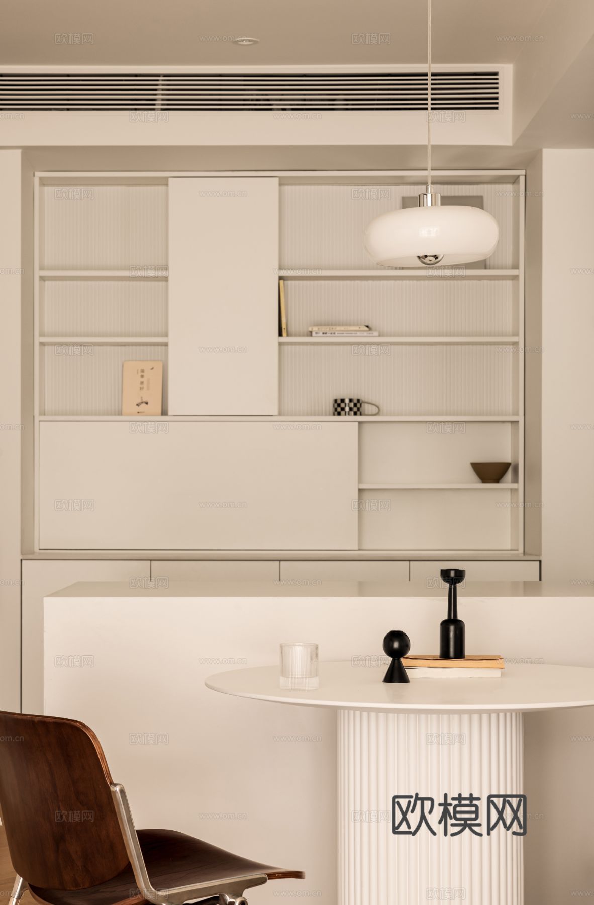 现代家装设计 客厅卧室餐厅 黑白灰 公寓效果图下载（渲染图2）