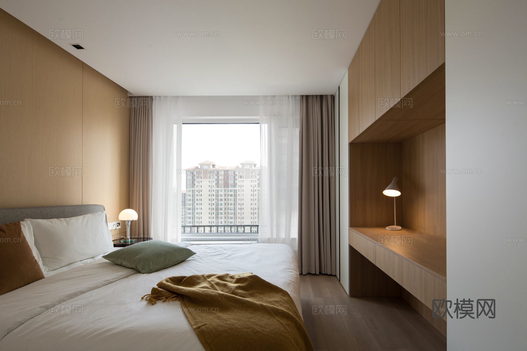 原木效果图客厅卧室餐厅 黑白灰极简效果图下载（渲染图6）