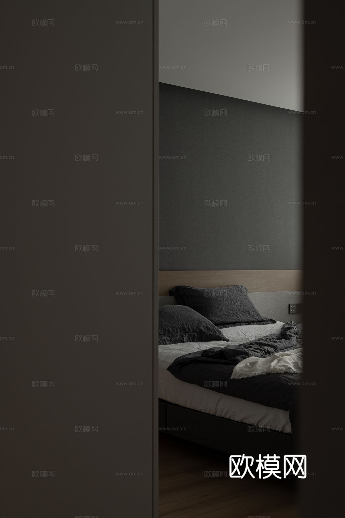 现代家装效果图 客厅卧室餐厅 高级黑白灰效果图下载（渲染图15）