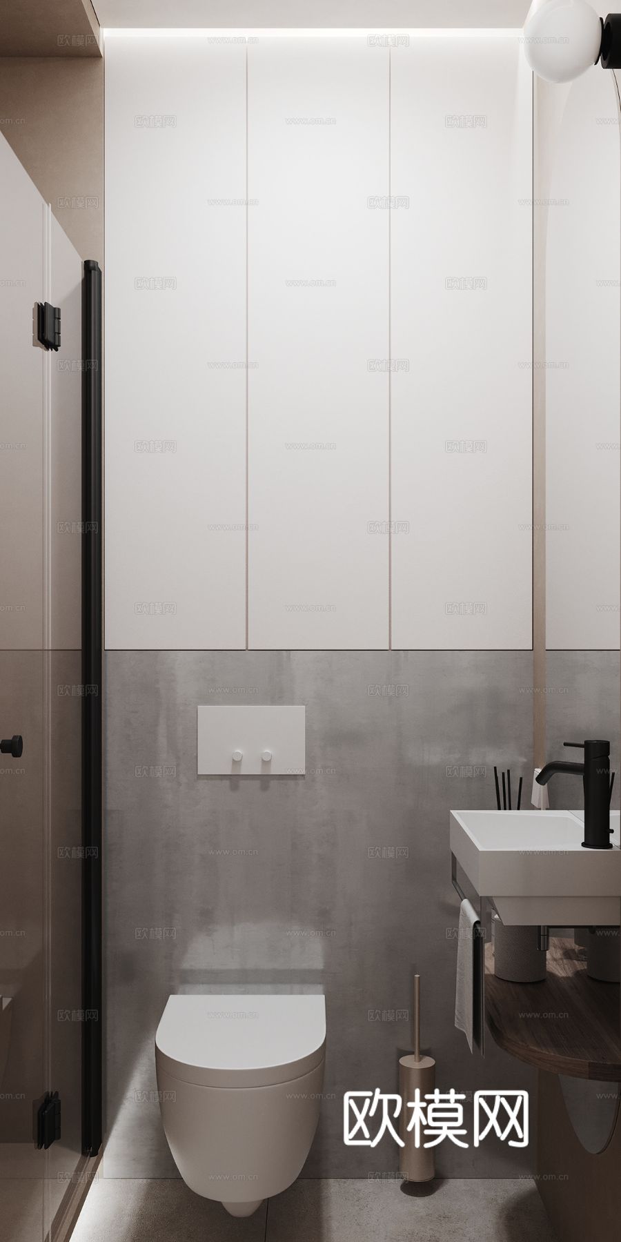 现代奶油风家装效果图客厅卧室餐厅 黑白灰极简效果图下载（渲染图5）