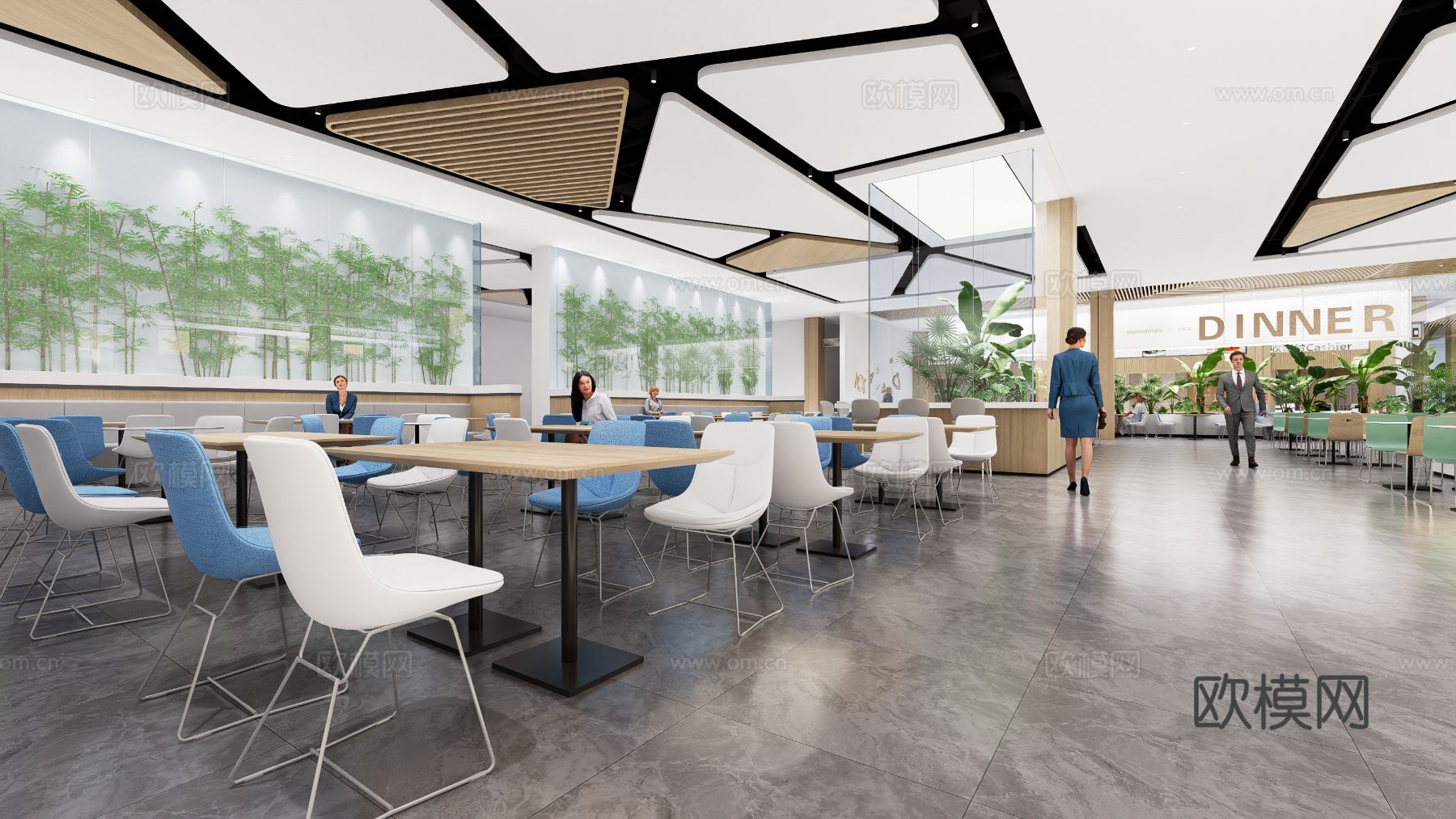 现代餐厅空间效果图下载（渲染图1）