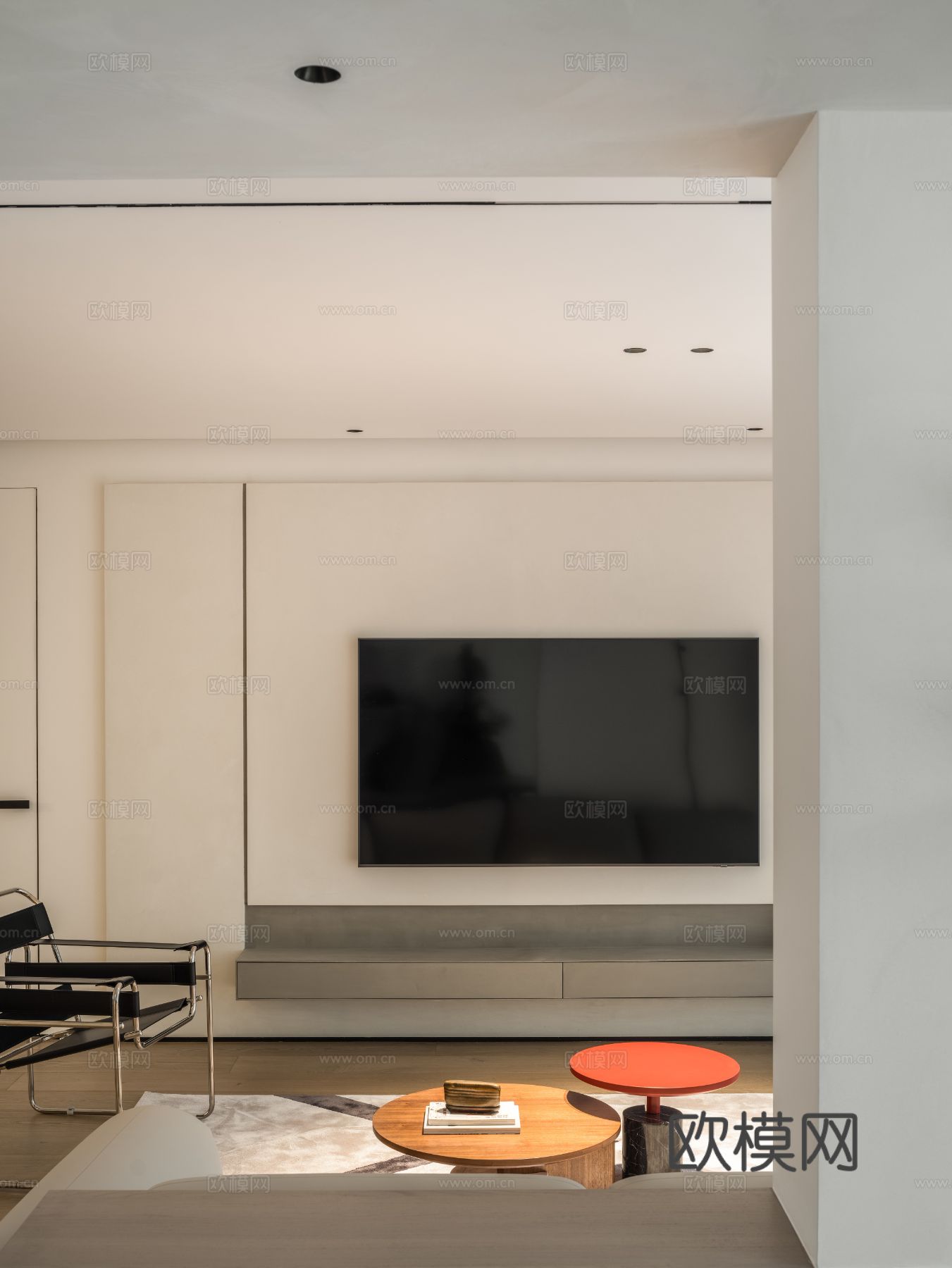 现代家装效果图 客厅卧室餐厅 高级黑白灰效果图下载（渲染图11）