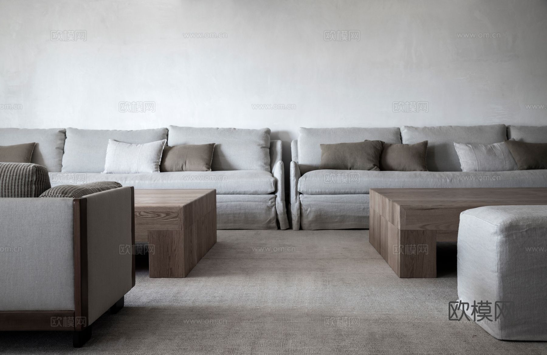 现代小户型简约家装效果图 客厅卧室餐厅 黑白灰效果图下载（渲染图2）