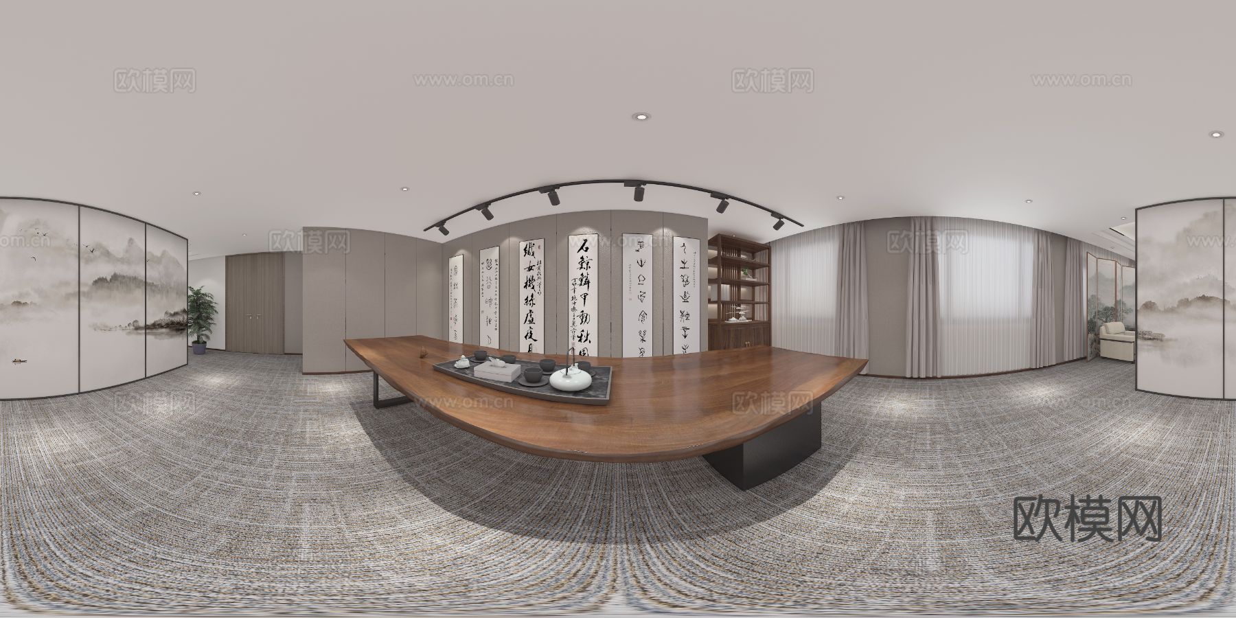茶室会议接待全景图效果图下载（渲染图1）