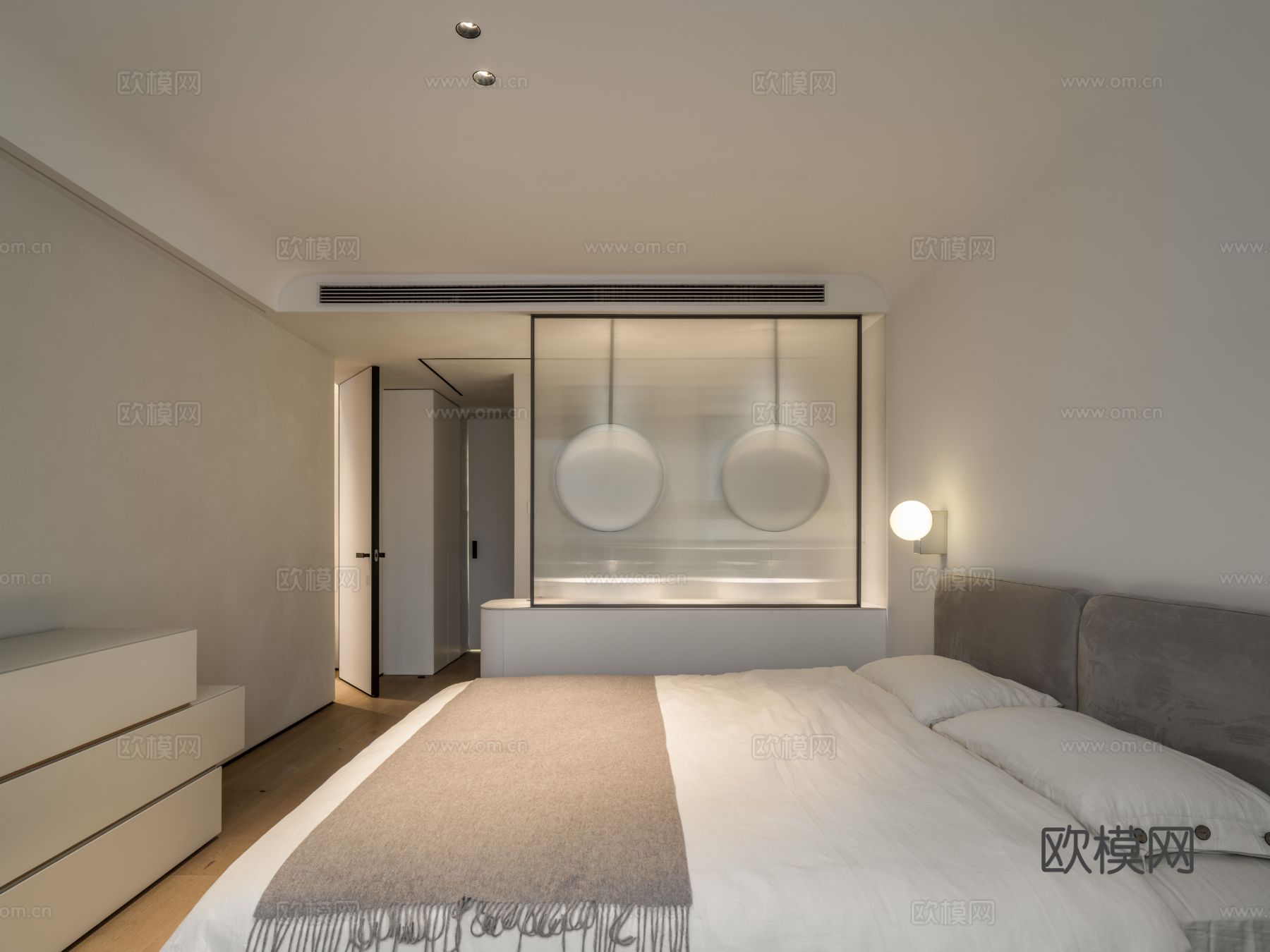 现代家装效果图 客厅卧室餐厅 高级黑白灰效果图下载（渲染图13）