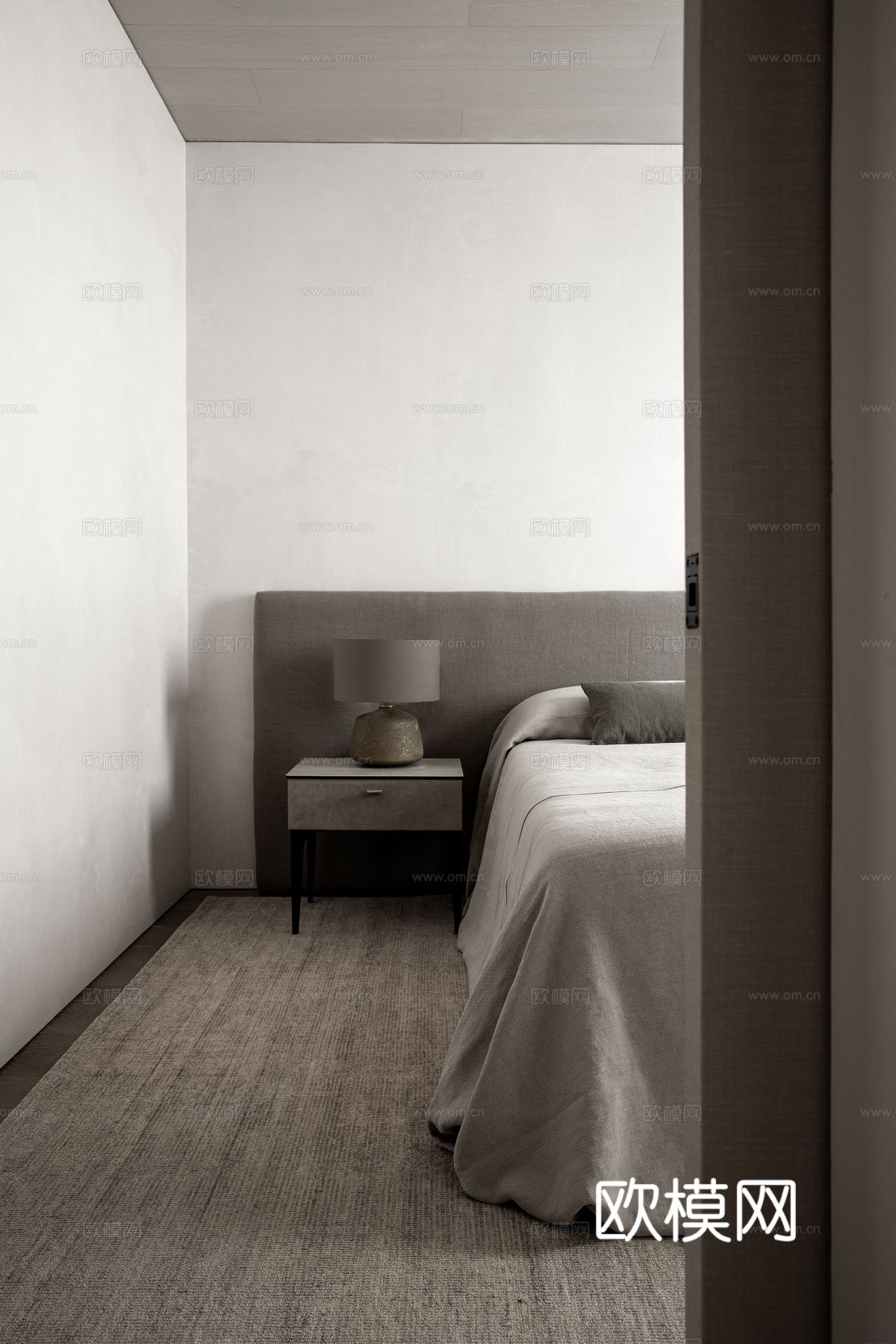 现代简约家装效果图 客厅卧室餐厅 黑白灰效果图下载（渲染图14）