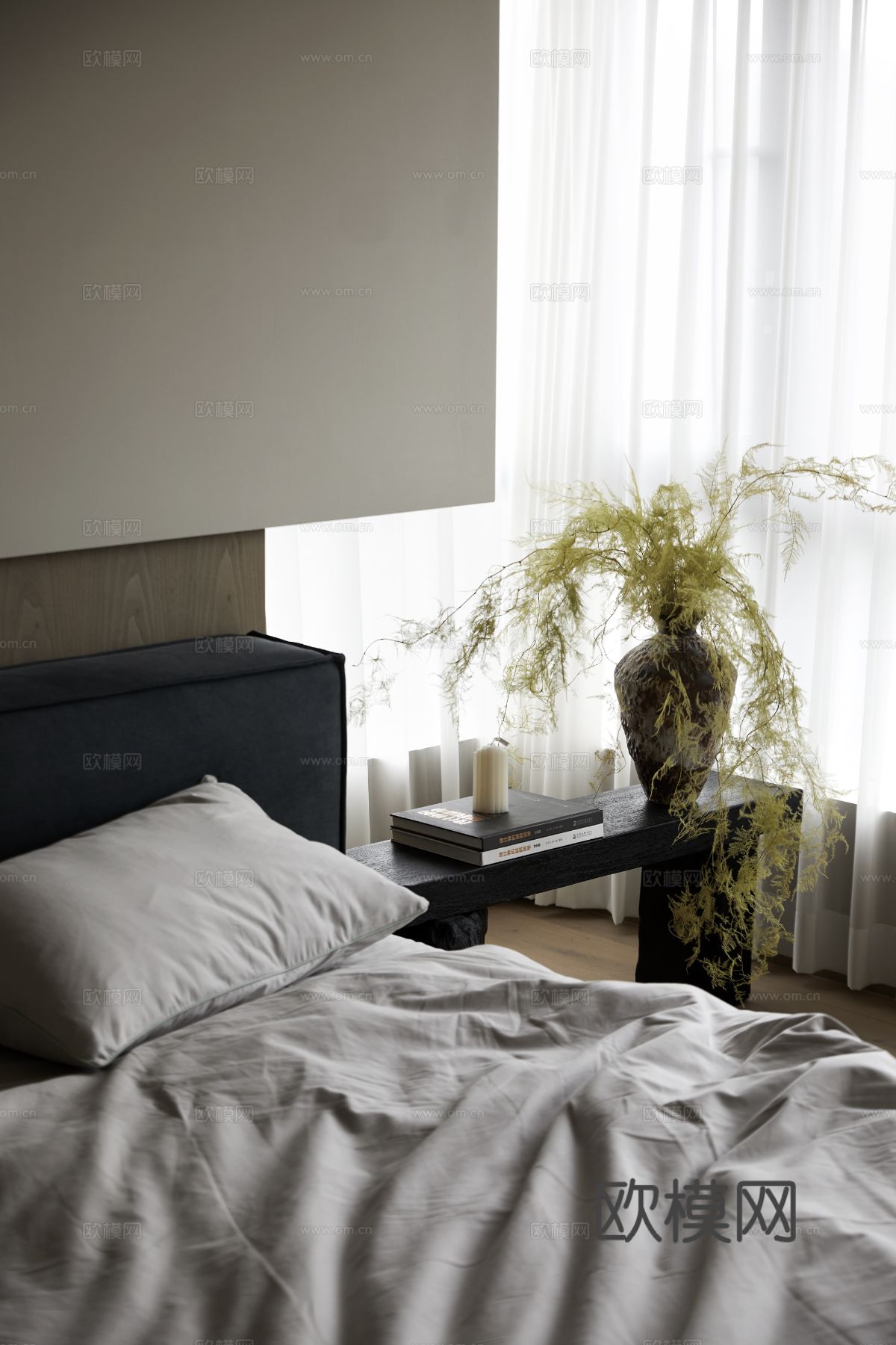 玩代家装效果图 客厅卧辜餐厅 高级黑自灰效果图下载（渲染图9）