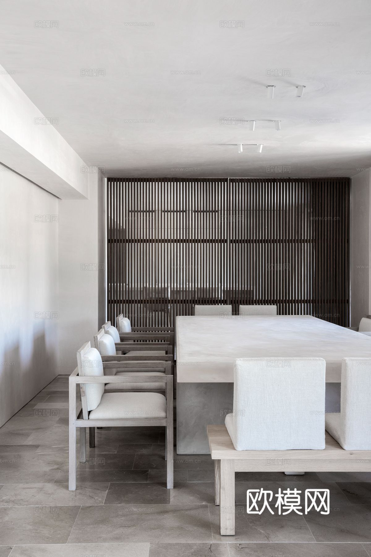 现代小户型简约家装效果图 客厅卧室餐厅 黑白灰效果图下载（渲染图3）