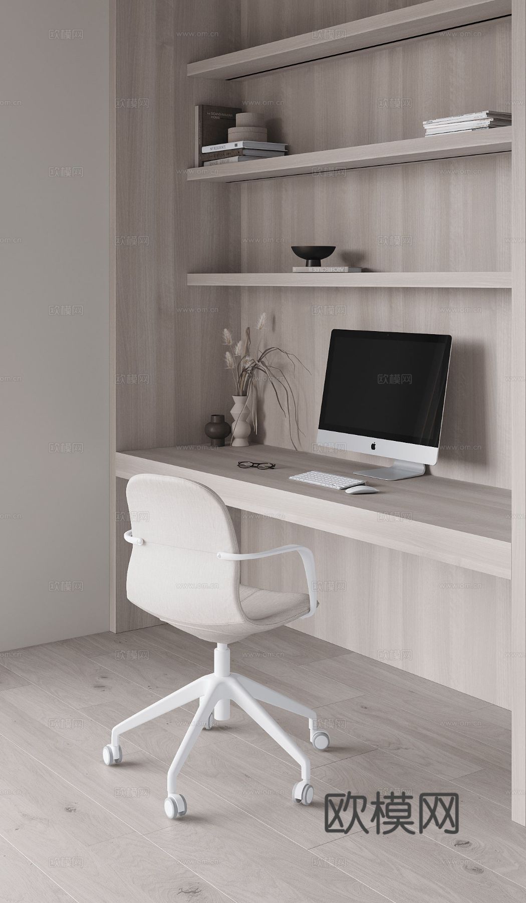 现代奶油风家装效果图客厅卧室餐厅 黑白灰极简效果图下载（渲染图7）