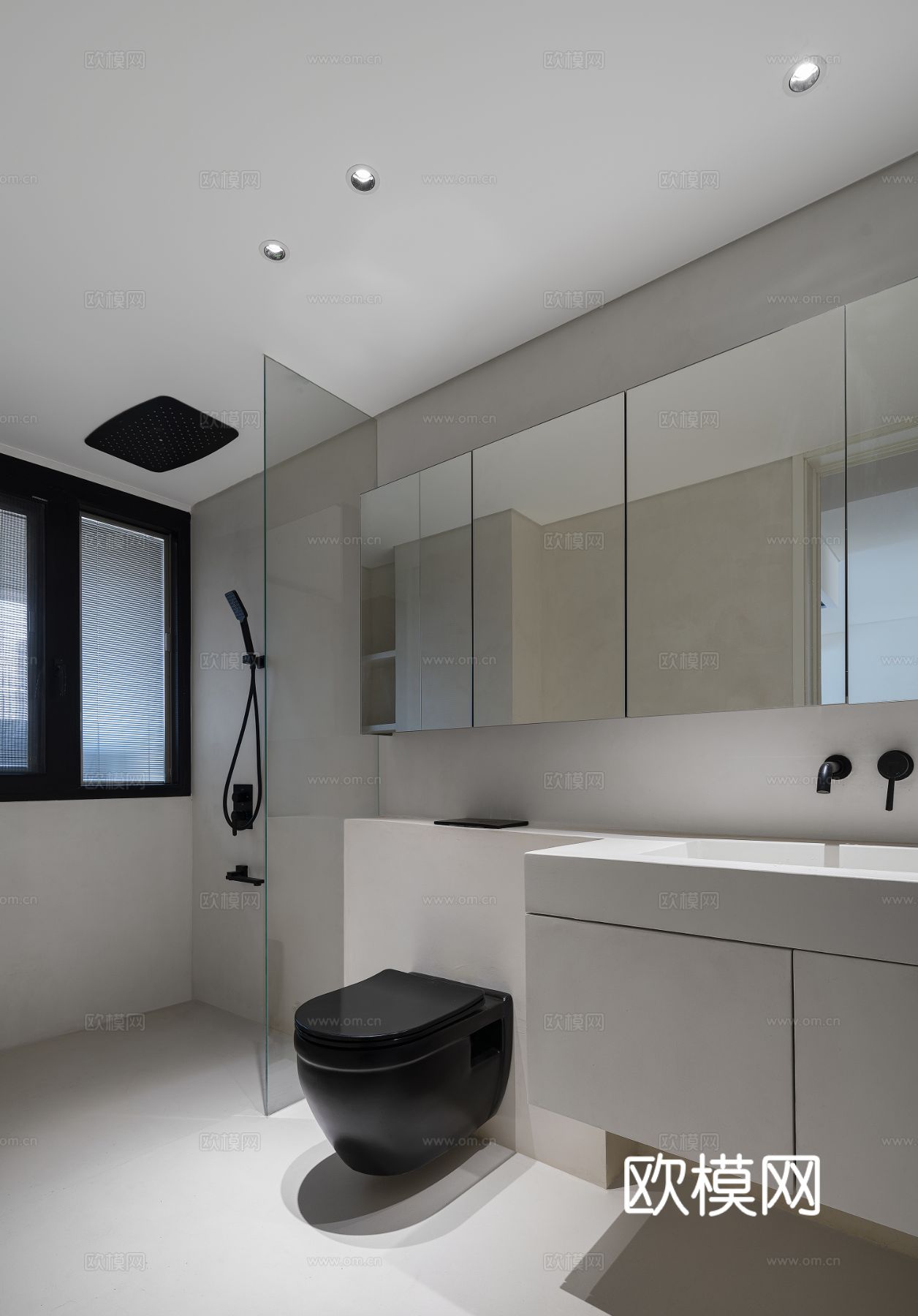 现代家装设计 客厅卧室餐厅 黑白灰 公寓效果图下载（渲染图7）