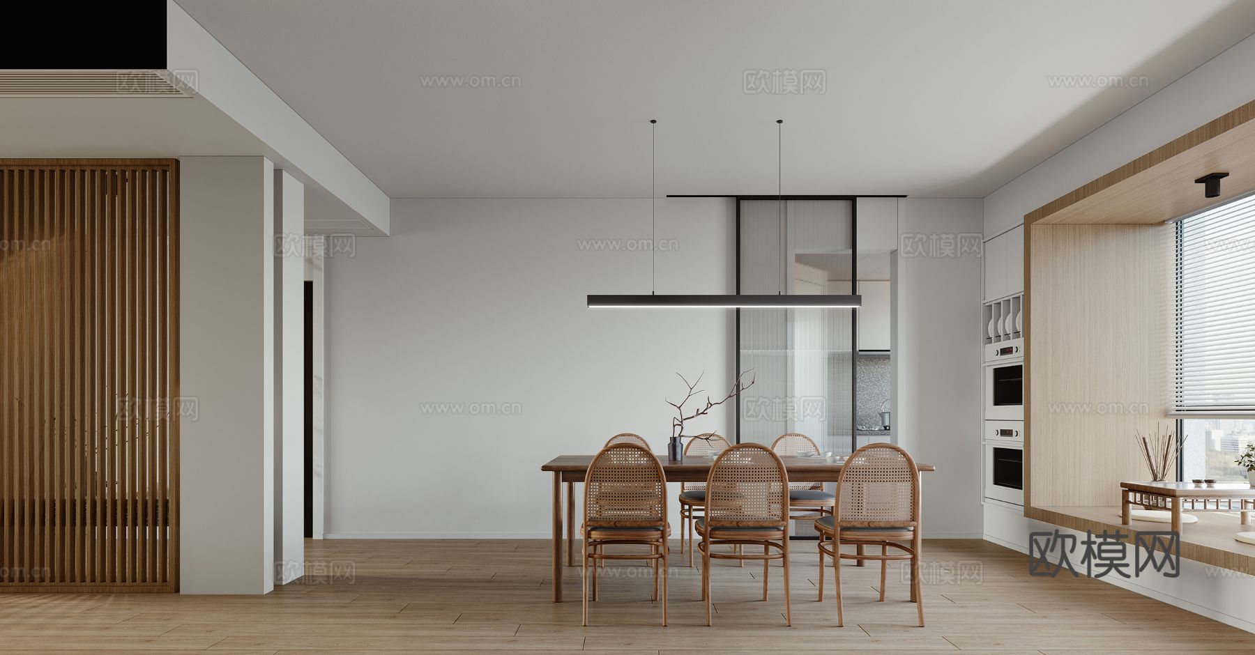 现代奶油风家装设计客厅卧室餐厅 高级灰  极简效果图下载（渲染图3）