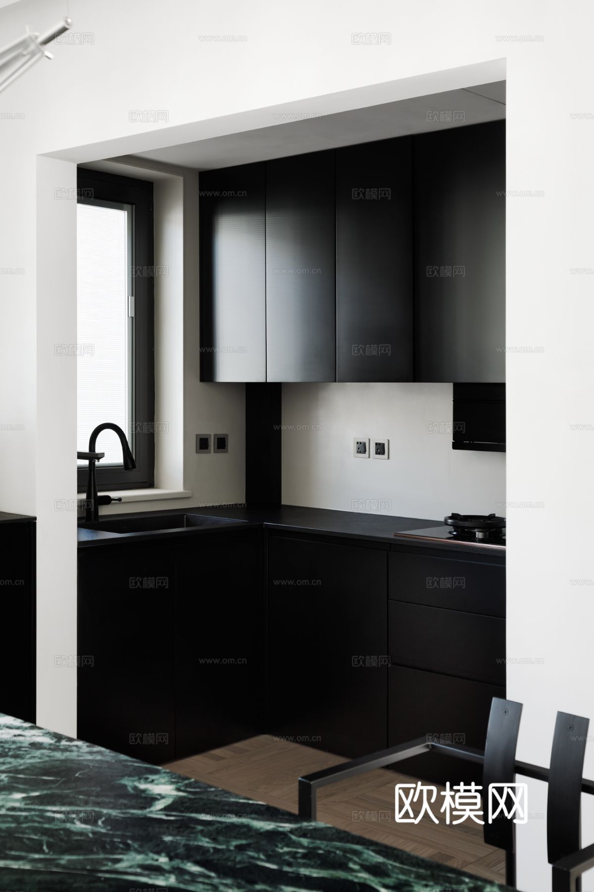 现代家装效果图 客厅卧室餐厅 高级黑白灰 纯净至简效果图下载（渲染图4）