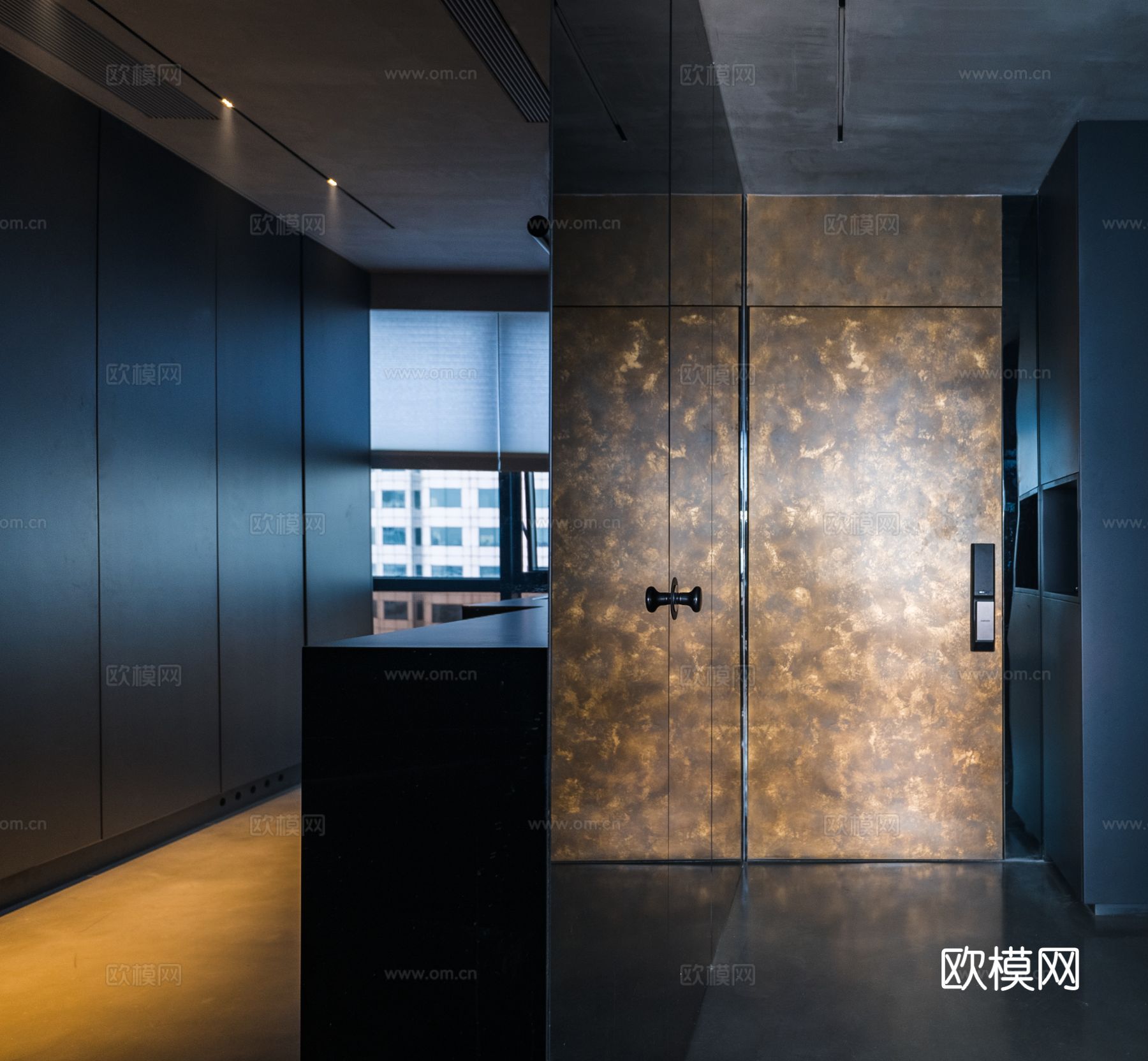 现代家装效果图客厅卧室餐厅 黑白灰极简效果图下载（渲染图5）