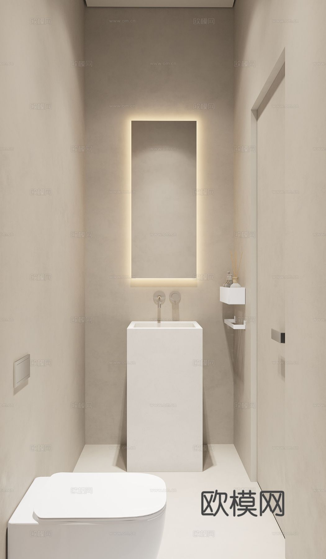 现代奶油风家装效果图客厅卧室餐厅 黑白灰极简效果图下载（渲染图5）