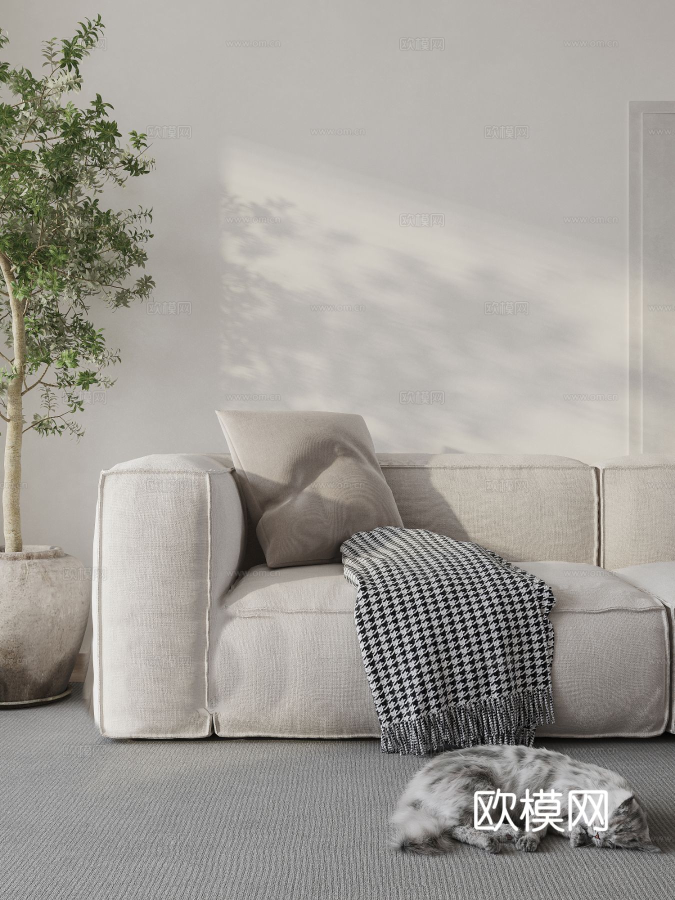 现代家装设计 客厅卧室餐厅 黑白灰 公寓效果图下载（渲染图12）