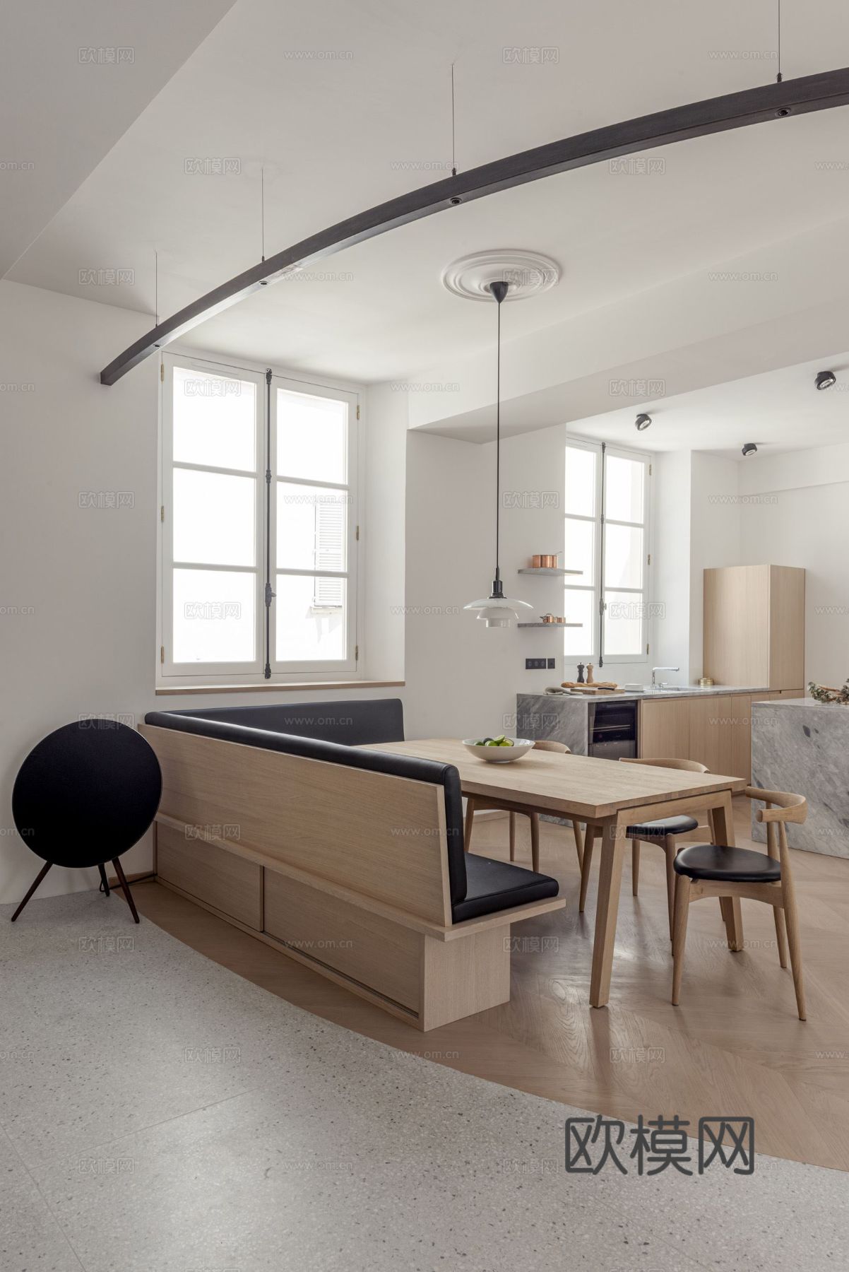 奶油风家装效果图客厅卧室餐厅 黑白灰极简效果图下载（渲染图4）