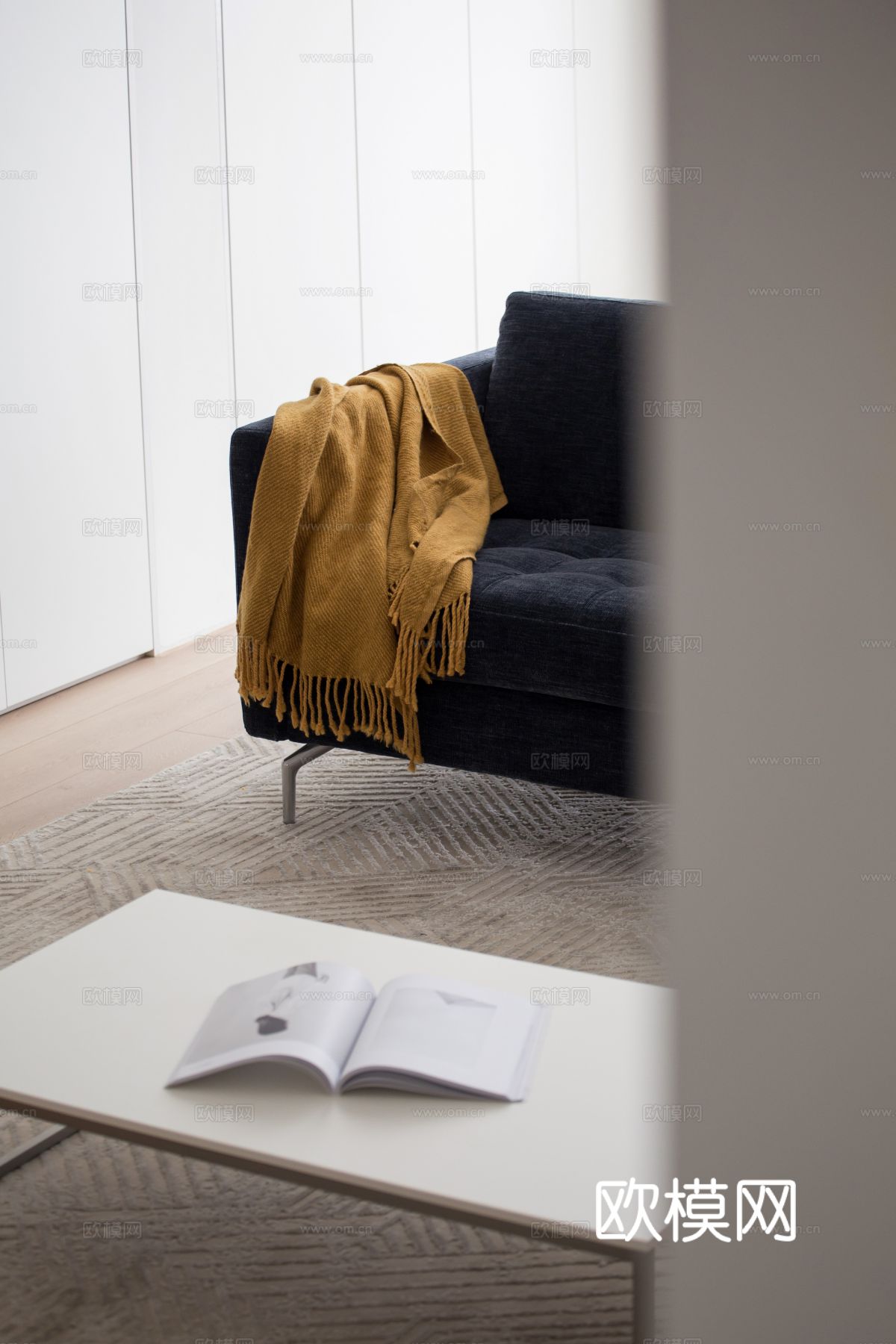 原木效果图客厅卧室餐厅 黑白灰极简效果图下载（渲染图13）