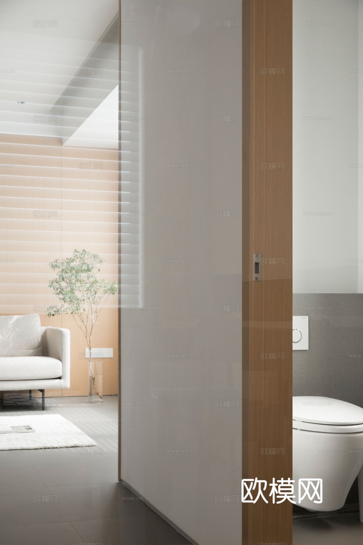 原木奶油风家装设计客厅卧室餐厅 高级灰  极简效果图下载（渲染图11）