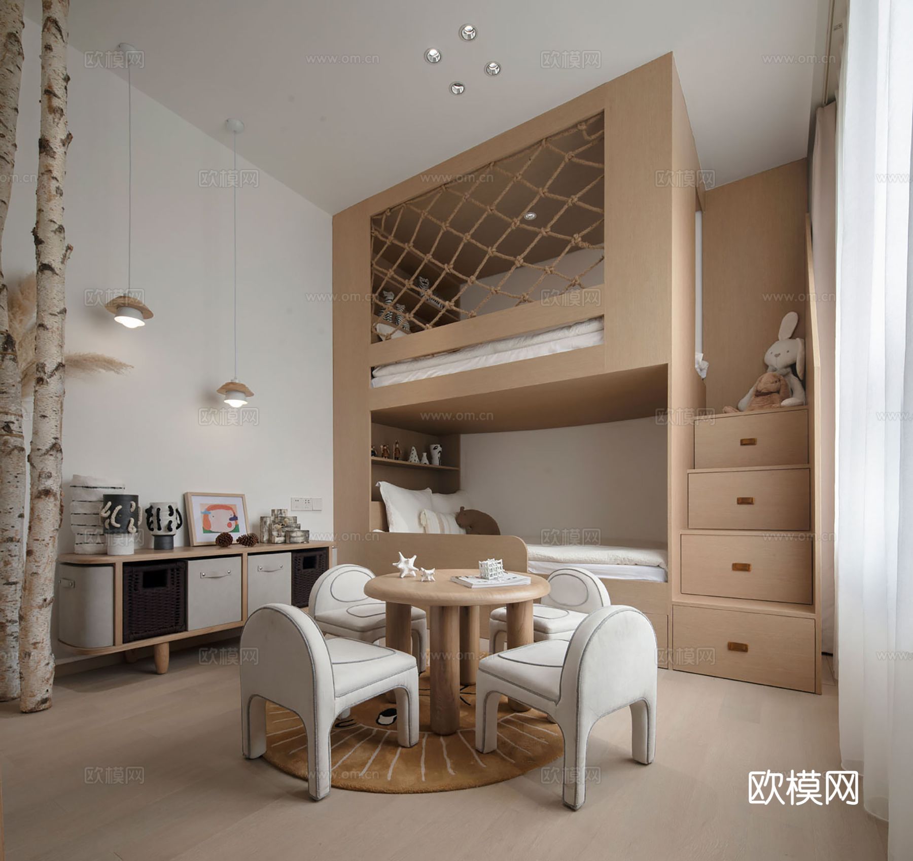 现代家装设计 客厅卧室餐厅 黑白灰 公寓效果图下载（渲染图1）