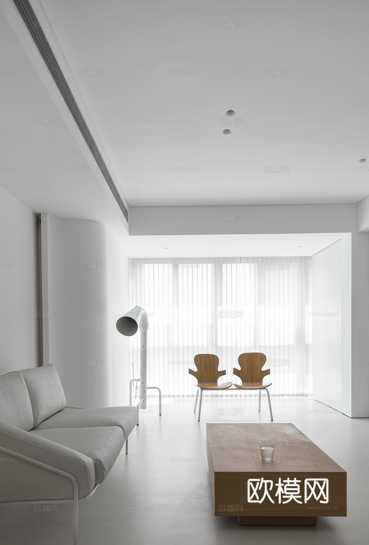 现代家装设计 客厅卧室餐厅 黑白灰 公寓效果图下载（渲染图2）