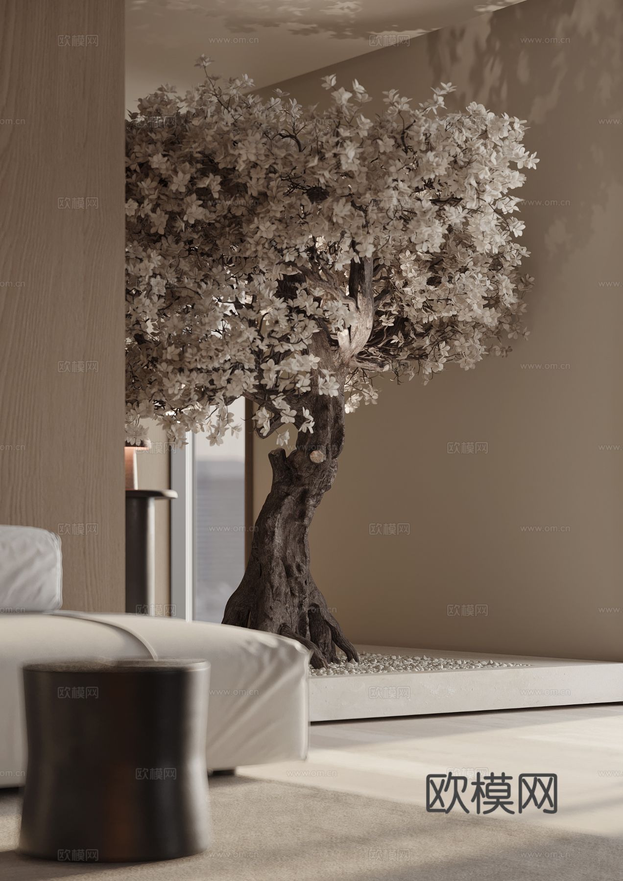 现代简约家装效果图 客厅卧室餐厅 黑自灰效果图下载（渲染图2）