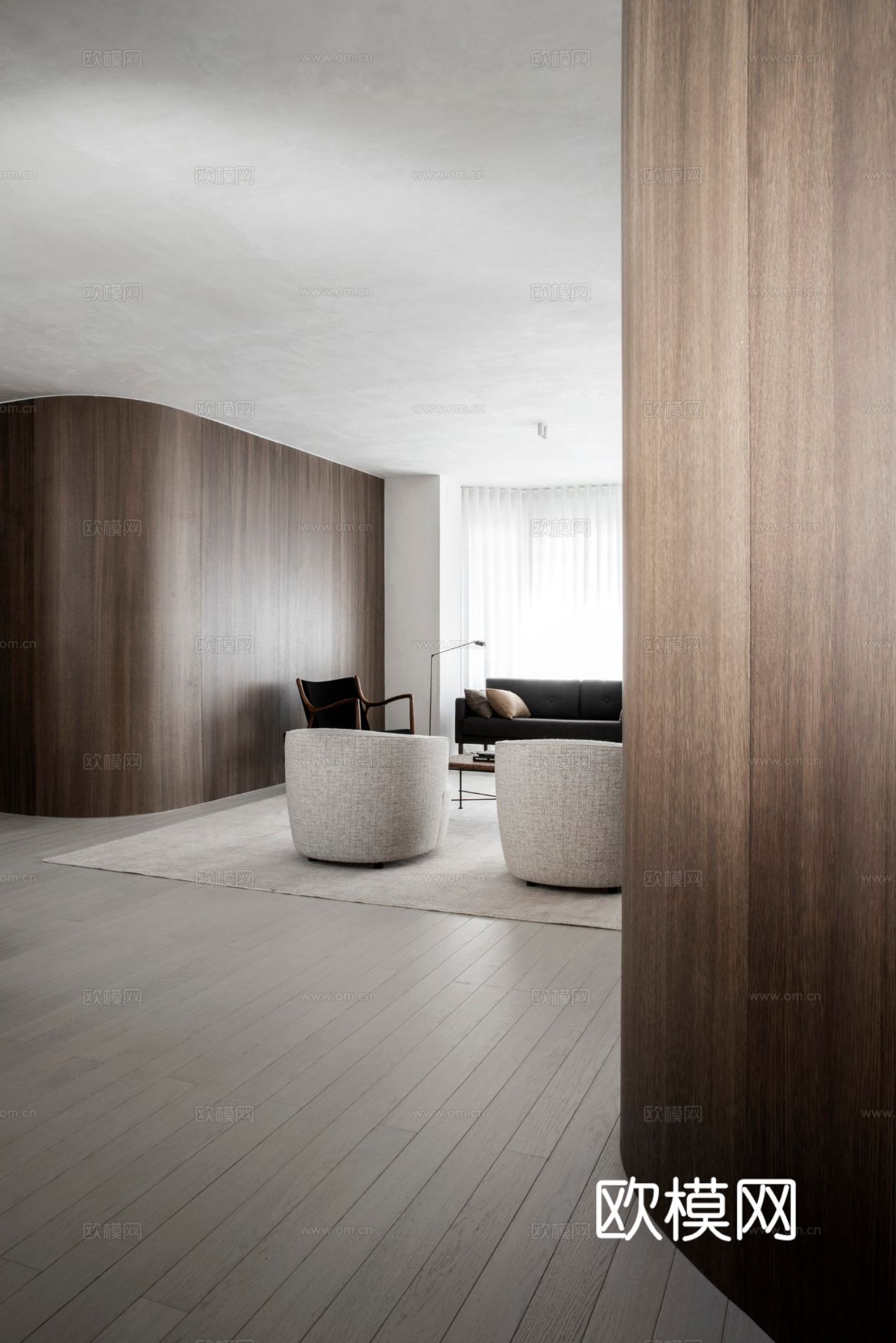 现代简约家装效果图 客厅卧室餐厅 黑白灰效果图下载（渲染图4）