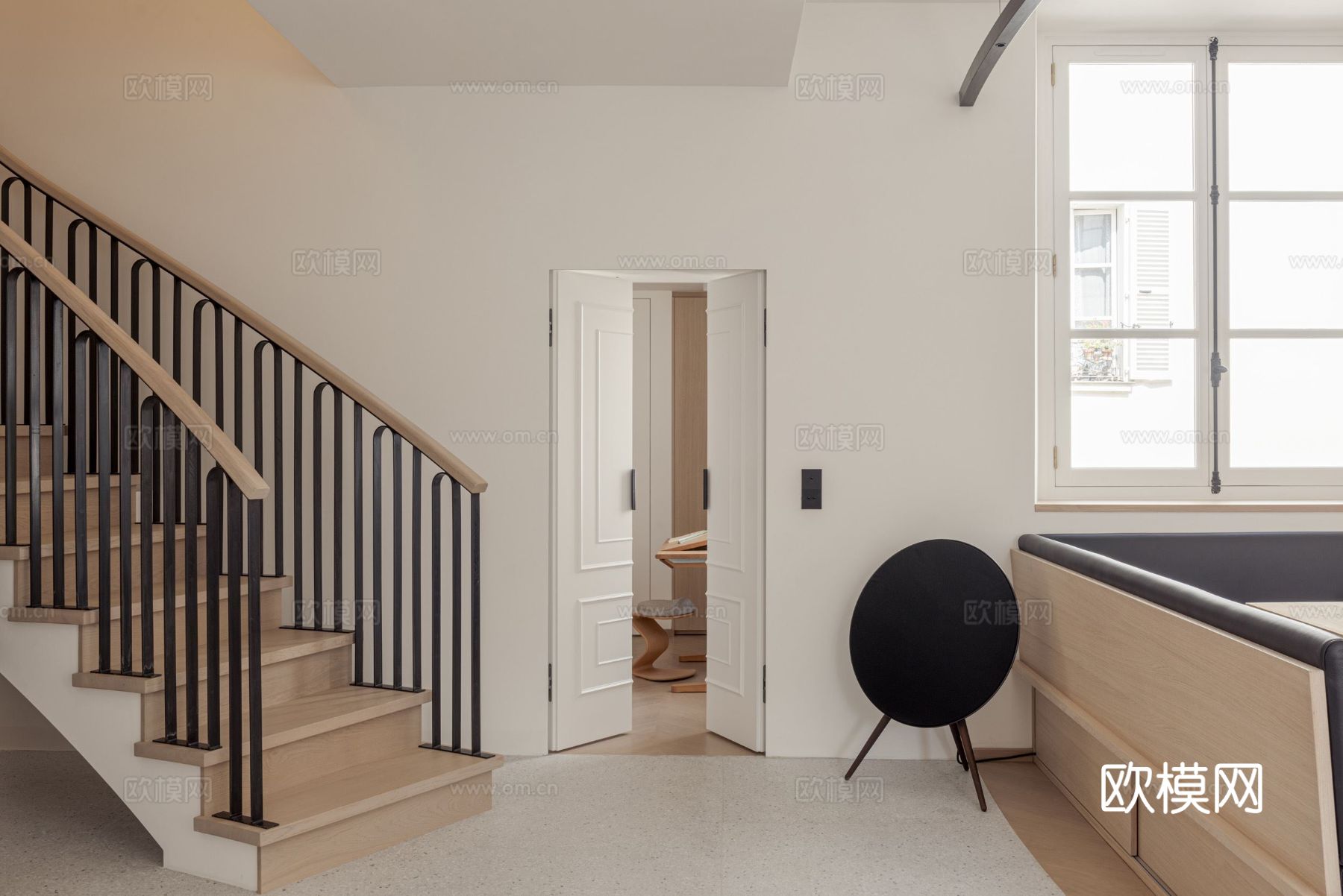 奶油风家装效果图客厅卧室餐厅 黑白灰极简效果图下载（渲染图6）