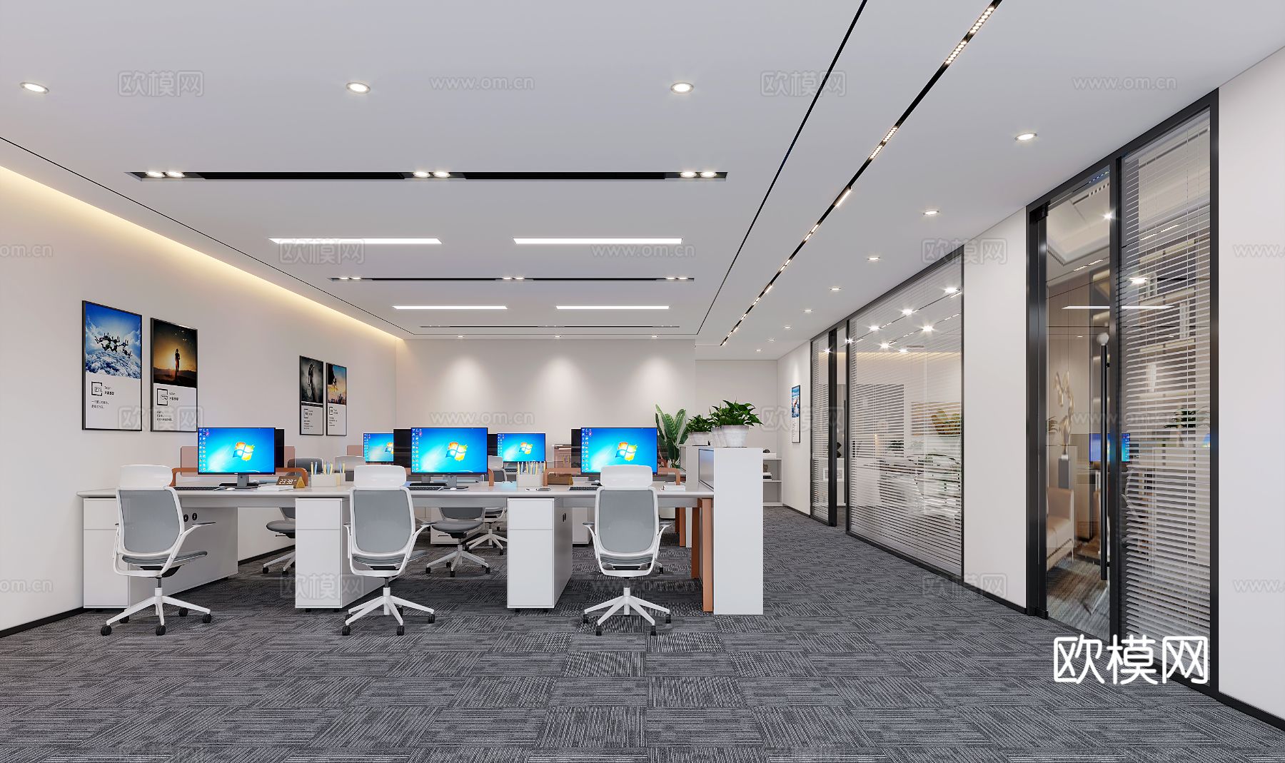 现代办公室装修效果图下载（渲染图1）