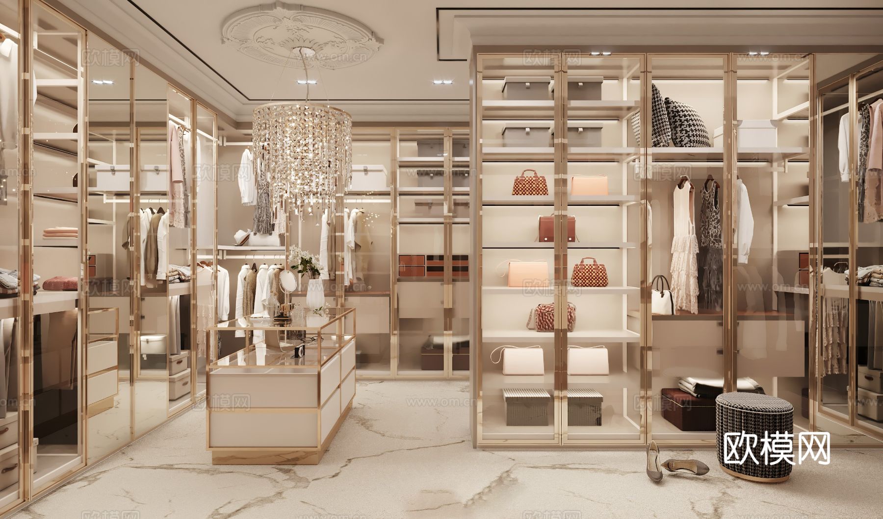 现代奶油风家装效果图客厅卧室餐厅 黑白灰极简效果图下载（渲染图7）