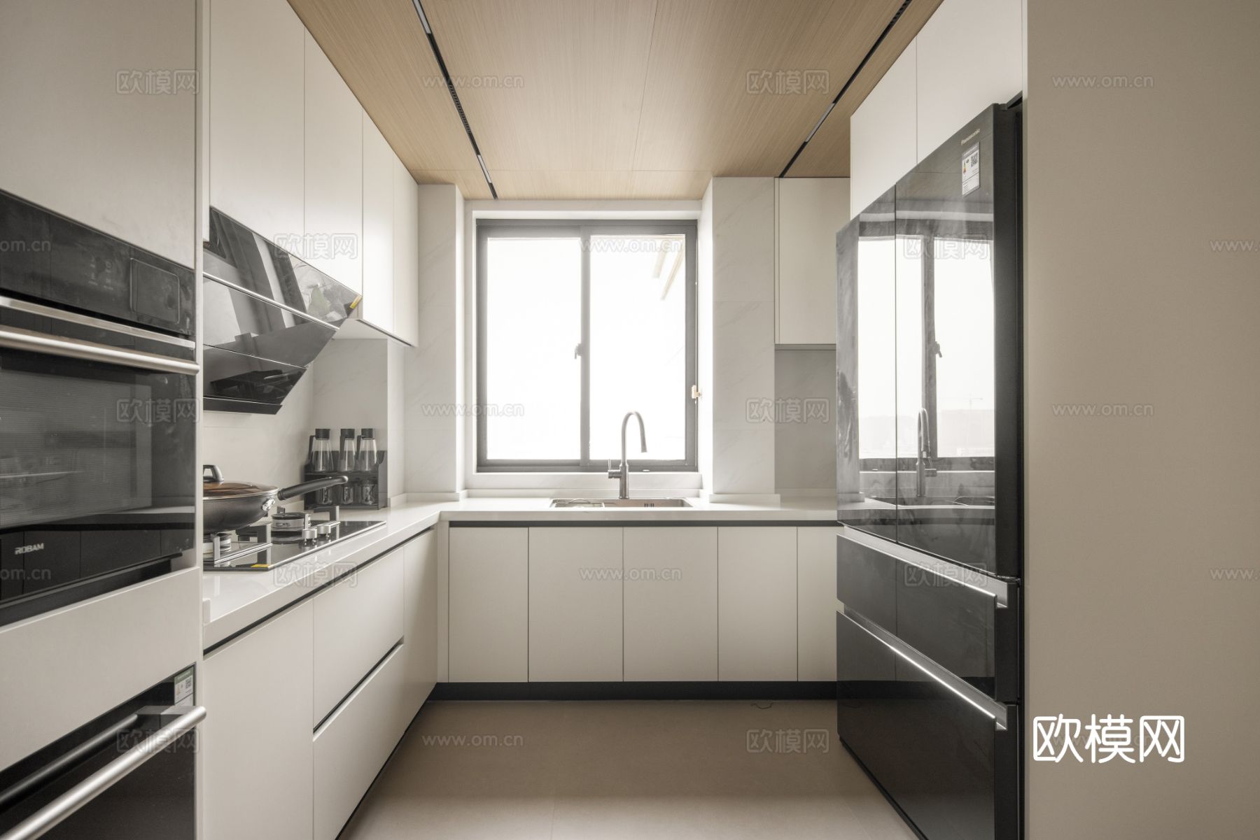 奶油风家装设计 客厅卧室餐厅 黑白灰 公寓效果图下载（渲染图18）