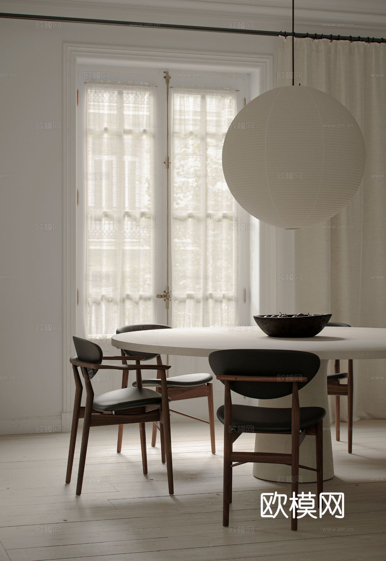 原木家装效果图 客厅卧室餐厅 黑白灰效果图下载（渲染图10）