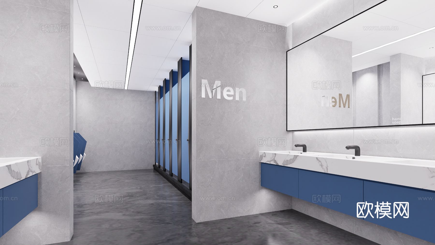 现代卫生间走廊效果图下载（渲染图1）