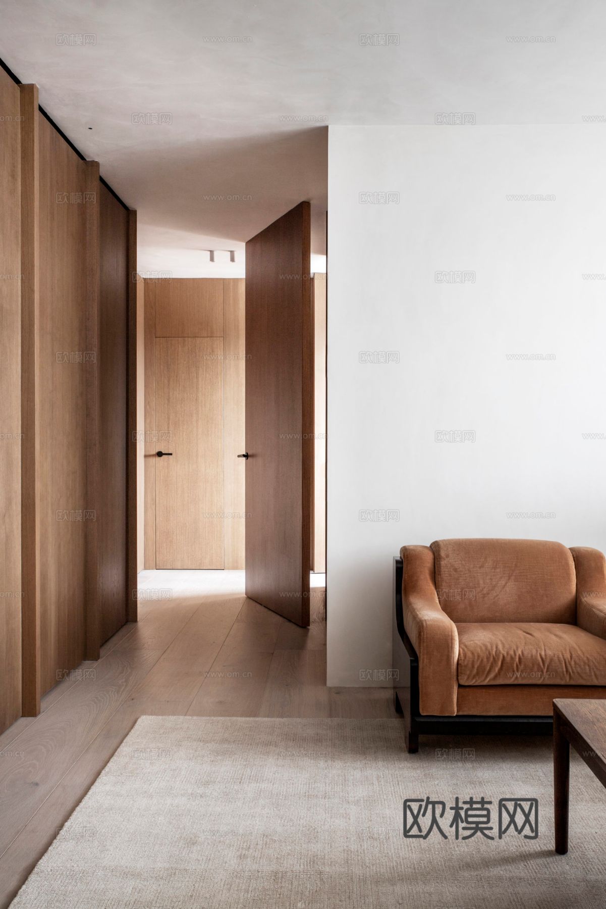 现代简约小户型 公寓家装效果图 客厅卧室餐厅 黑白灰效果图下载（渲染图6）