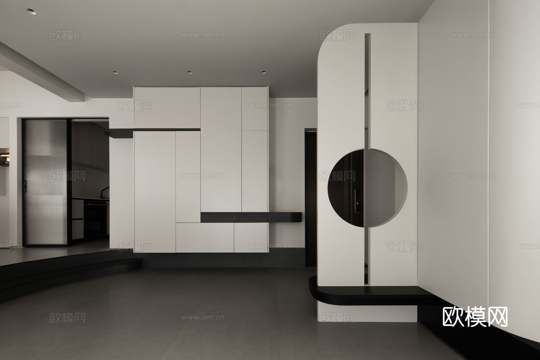 现代家装效果图 客厅卧室餐厅 高级黑白灰效果图下载（渲染图6）