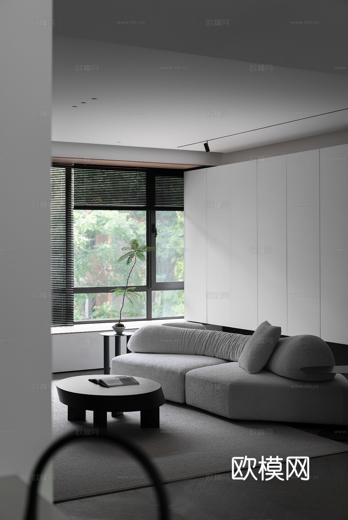 现代家装效果图 客厅卧室餐厅 高级黑白灰效果图下载（渲染图5）