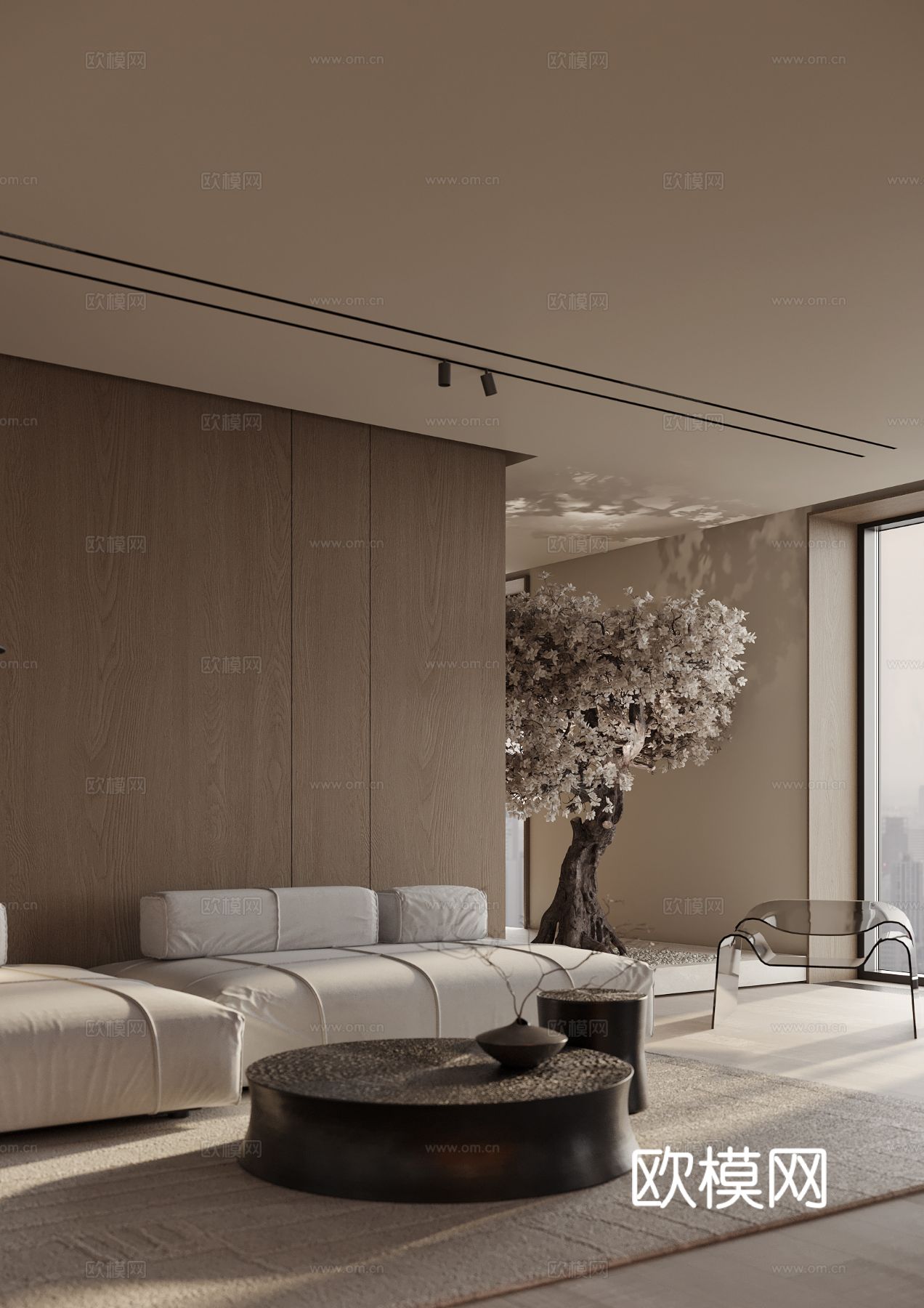 现代简约家装效果图 客厅卧室餐厅 黑自灰效果图下载（渲染图5）