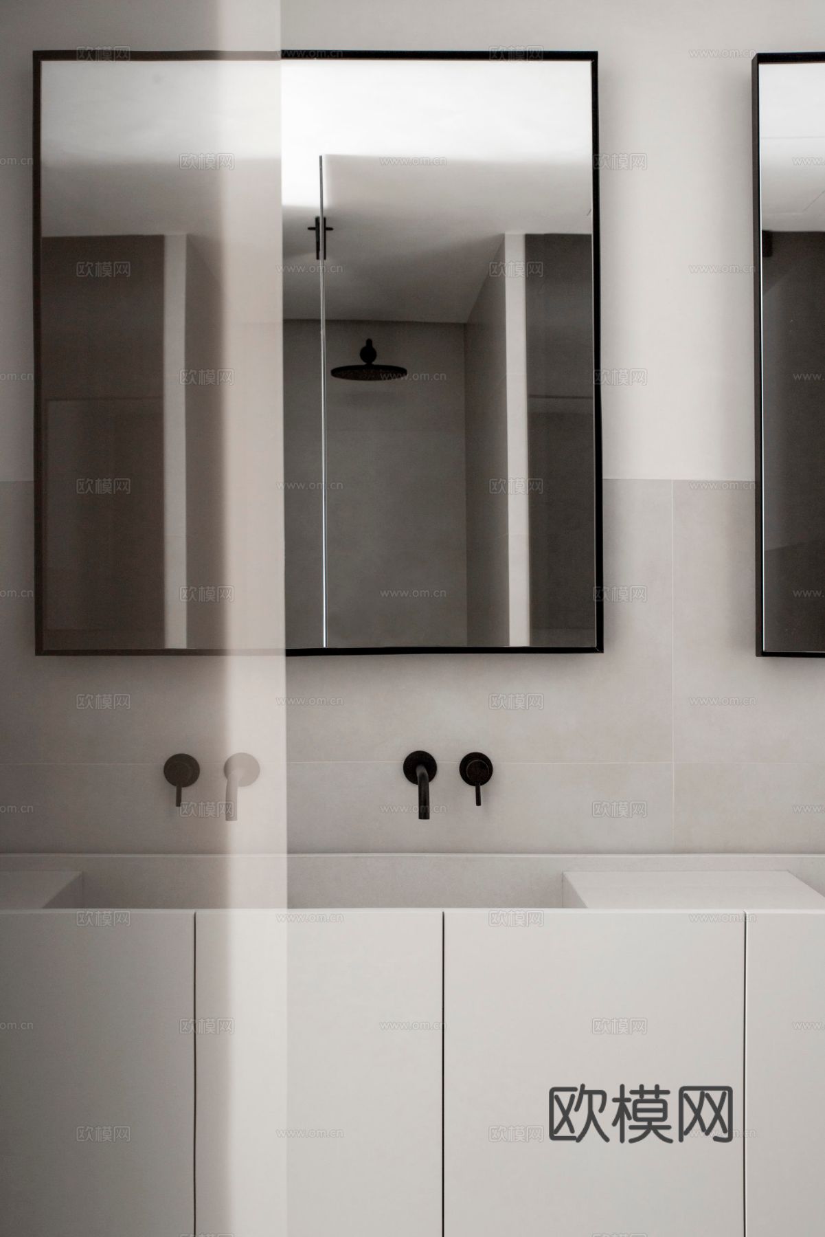 现代简约小户型 公寓家装效果图 客厅卧室餐厅 黑白灰效果图下载（渲染图12）