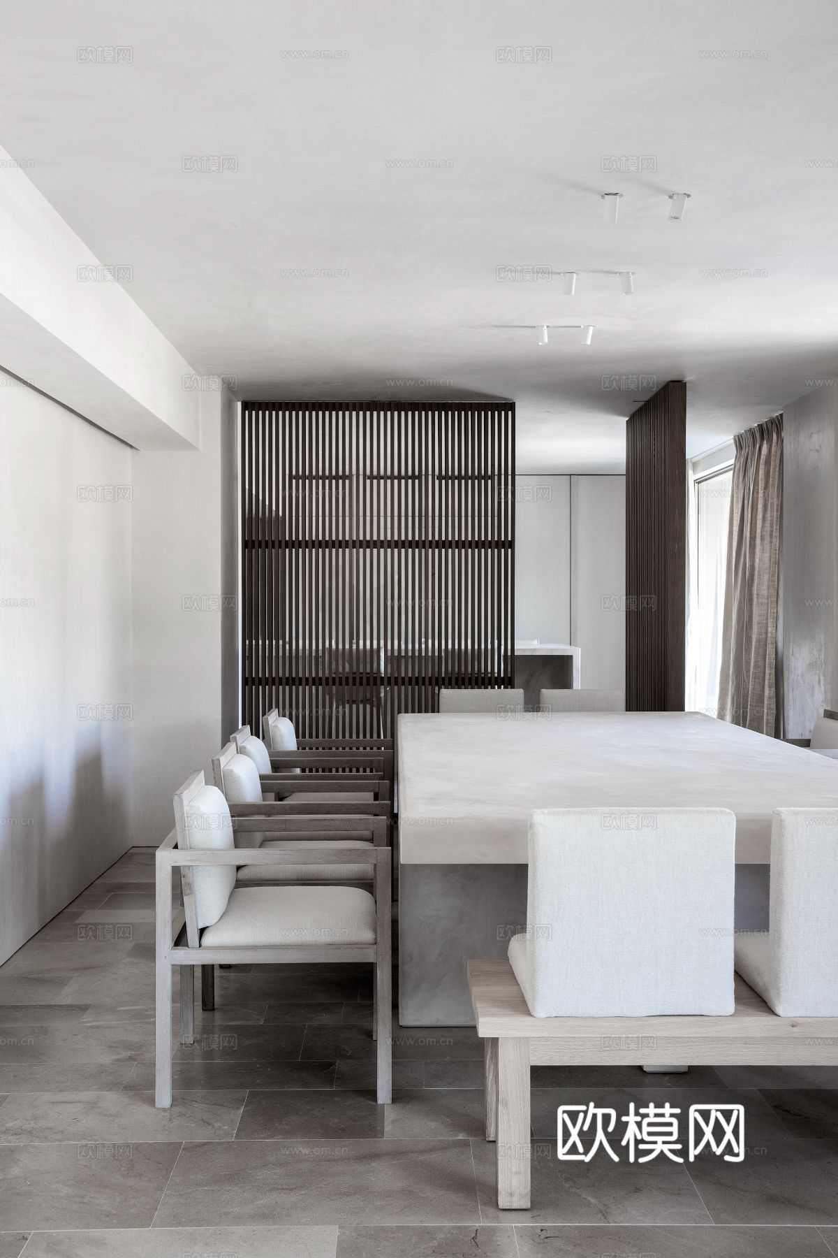 现代小户型简约家装效果图 客厅卧室餐厅 黑白灰效果图下载（渲染图1）