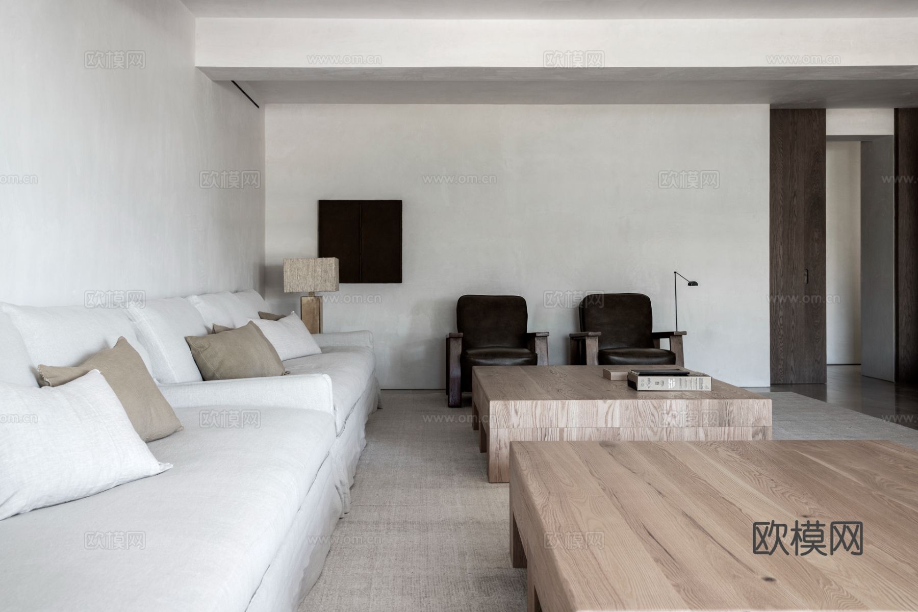 现代小户型简约家装效果图 客厅卧室餐厅 黑白灰效果图下载（渲染图9）