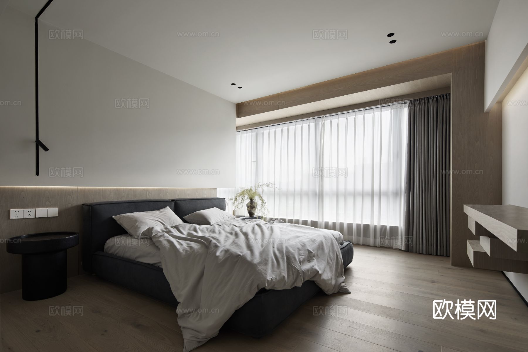 玩代家装效果图 客厅卧辜餐厅 高级黑自灰效果图下载（渲染图8）