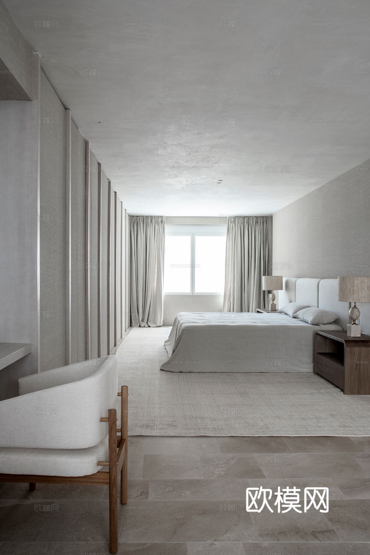 现代小户型简约家装效果图 客厅卧室餐厅 黑白灰效果图下载（渲染图14）