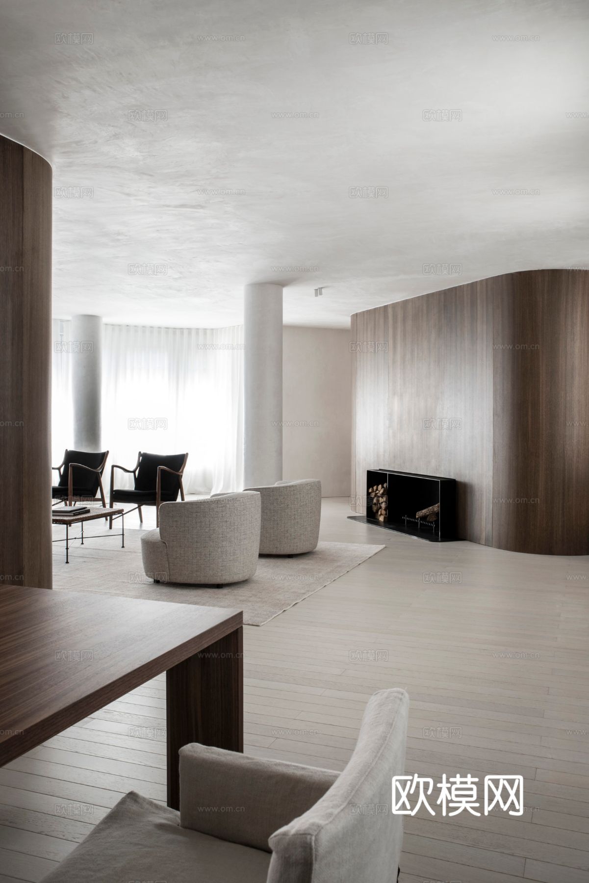 现代简约家装效果图 客厅卧室餐厅 黑白灰效果图下载（渲染图2）